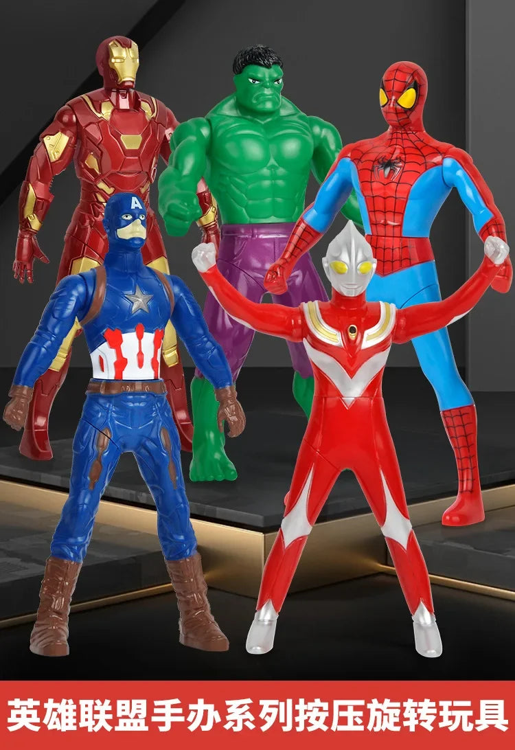 18cm Disney Spiderman Hulk Ironman Action Figure Christmas Gift Pvc Movable Joints Rotatable Doll Collection Model Gifts