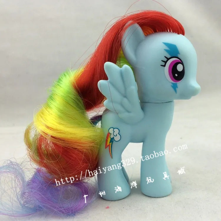 8cm Hasbro My Little Pony Twilight Sparkle Rainbow Dash Applejack YoYo Action Figures Colorful Hair Pony Model Toys Kids Gifts