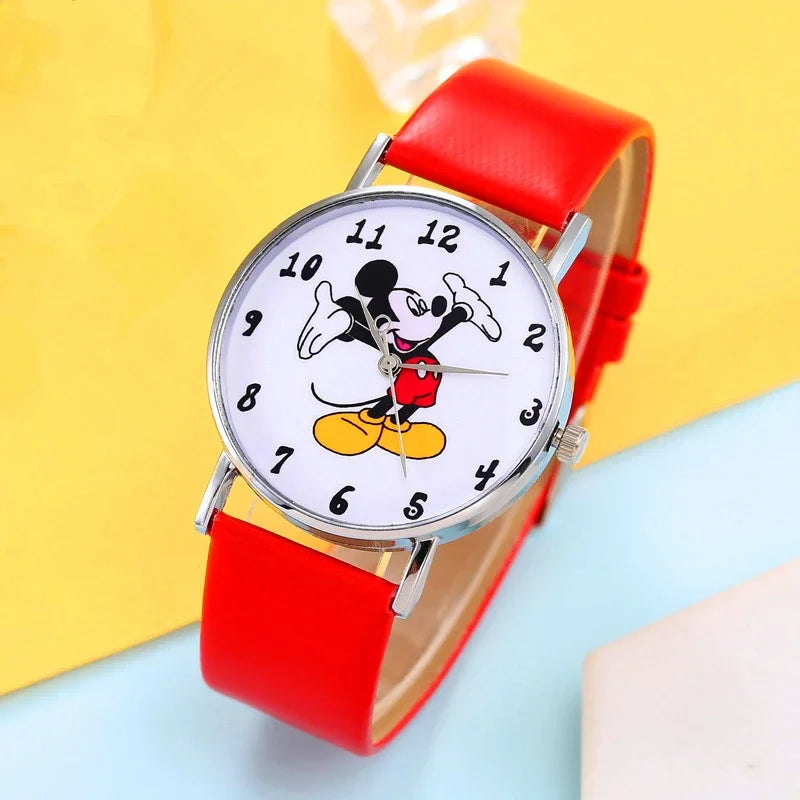 2024 Disney Mickey Mouse watch Minnie Mouse Anime Figure Children watch For Kids Boys Girls Cartoon watches Gifts Toys With Box