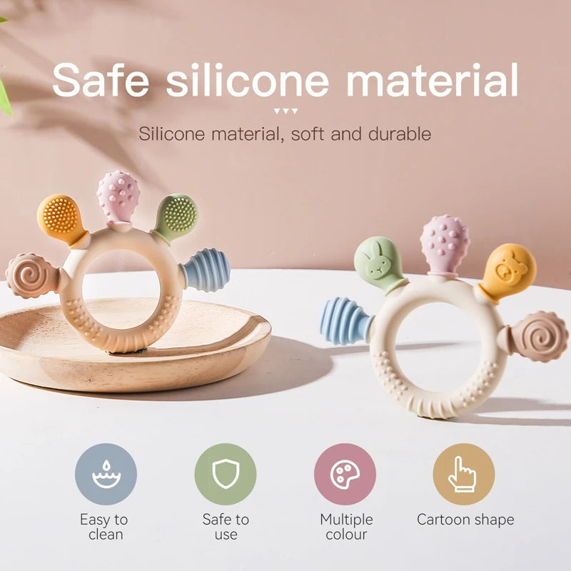 1pc Silicone Teether Baby 0 12 Months Teething Toys Teether Ring Silicone Baby Teether Toys for Toddler BPA Free Baby Toys Gifts