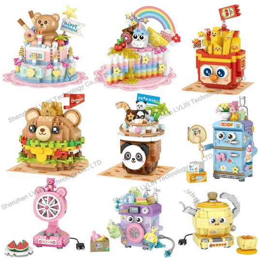House Building Blocks Household Appliance Dessert Store Street View Snack Children's Toys Boys Girls Gifts Compatible With Lego