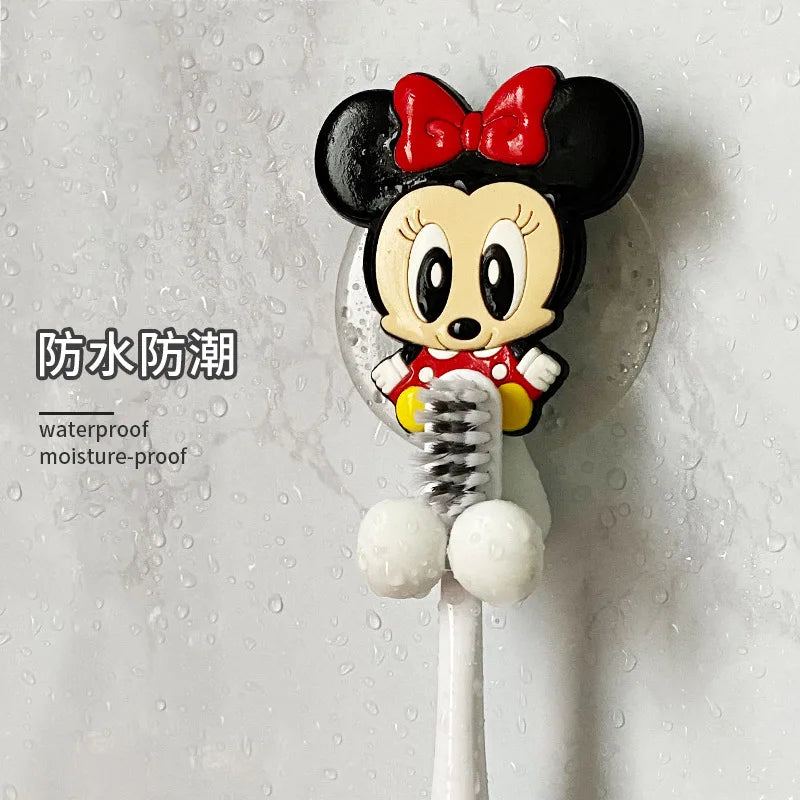 Disney  Stitch Anime Figure Mickey Mouse kids Toothbrush Holder Minnie Mouse Cartoon Wall Mounted Shelf Kitchen Bathroom Toys