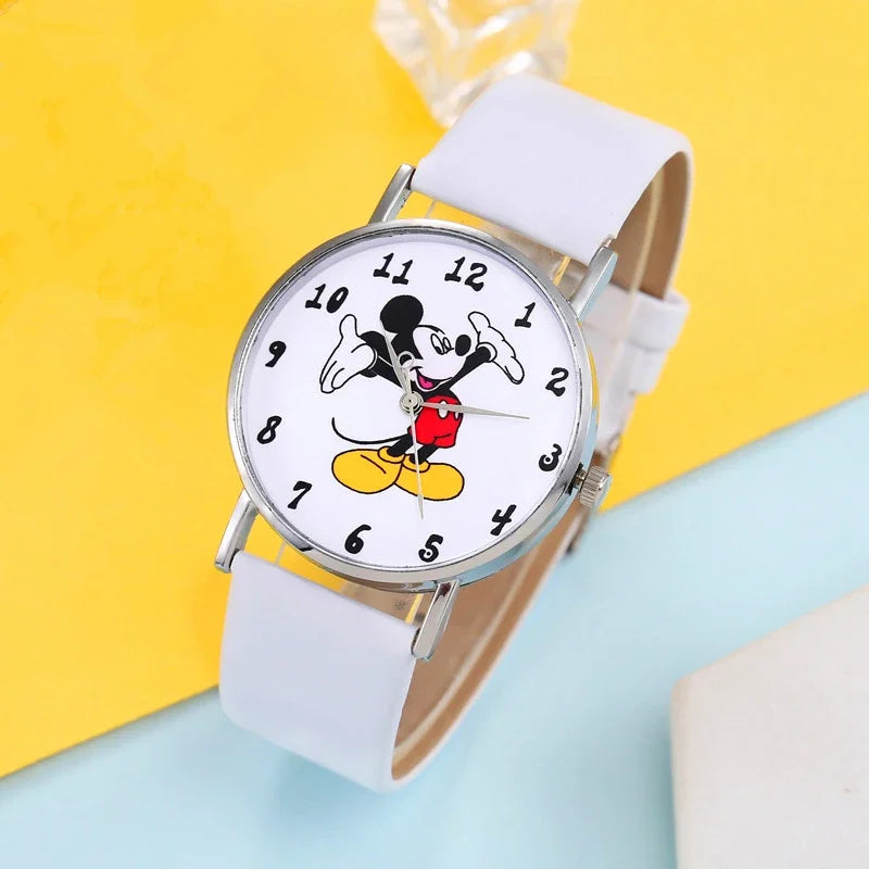 2024 Disney Mickey Mouse watch Minnie Mouse Anime Figure Children watch For Kids Boys Girls Cartoon watches Gifts Toys With Box