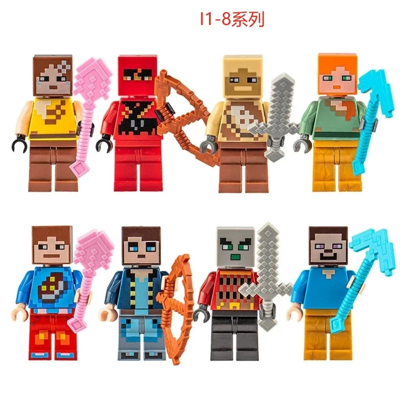 17 Styles Minecrafte Building Blocks Set I/Wi Series 8PCS Set MC Non Repetitive DIY Assembled Toy Birthday Gift action figure