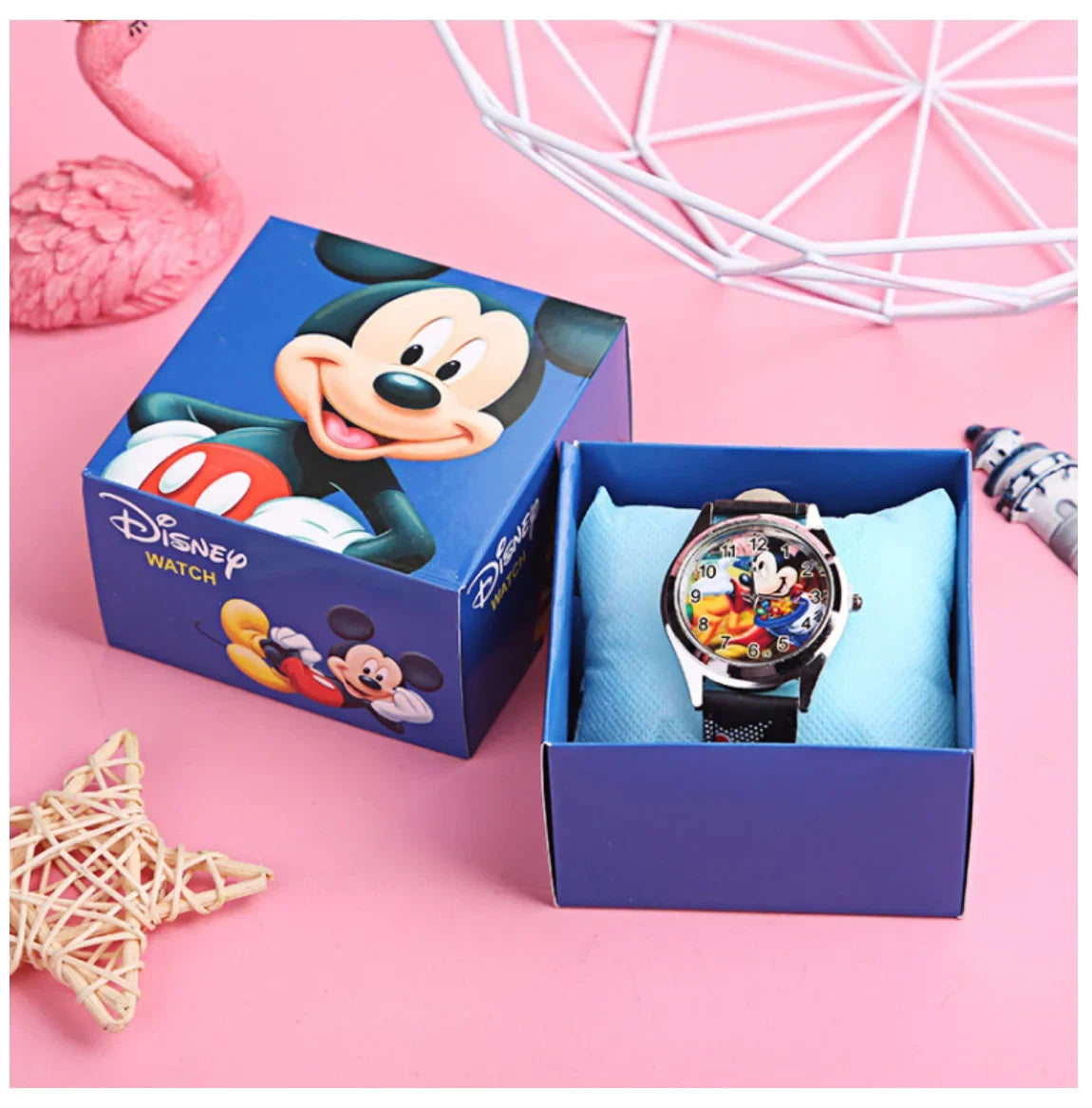 2024 Disney Mickey Mouse watch Minnie Mouse Anime Figure Children watch For Kids Boys Girls Cartoon watches Gifts Toys With Box