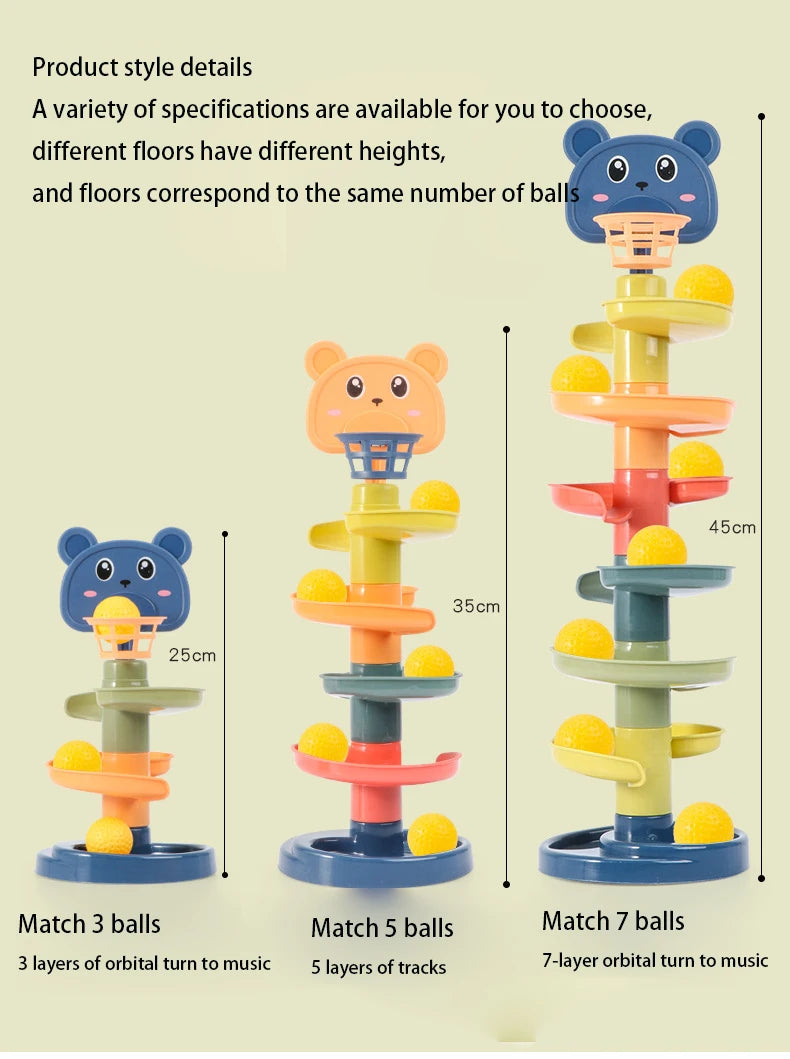 Montessori Baby Toys Rolling Ball Pile Tower Early Educational Toy For Babies Rotating Track Baby Gift Stacking Toy For Children