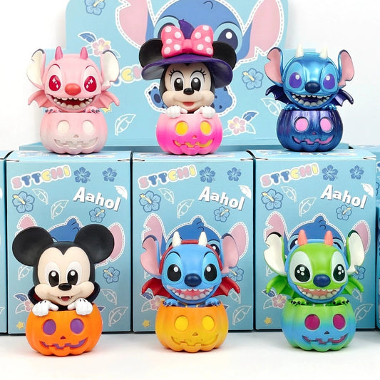 Disney Blind Box Mickey Mouse And Friends Pumpkin Series Stitch Figure Halloween Dress Up Doll DecorateToys  Festival Gifts