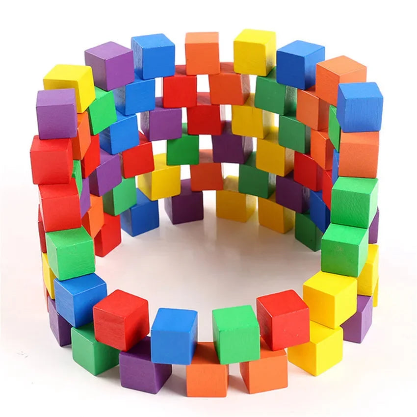 30pcs Colorful Kids Wooden Cube Building Blocks Toy Squares Stack High Game Brick Educational Toys for Boys Girls Birthday Gift