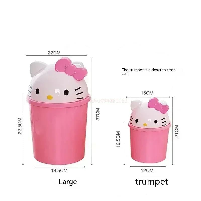New Sanrio Hello Kitty Dustbin Trash Can Rubbish Bin Garbage Binsanrio Kawaii Trash Can Living Room Bedroom Toilet Paper Basket