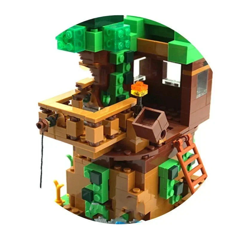Hot Toys 2024 For Compatible Minecrafted Village Tree House The Mine Mountain Model My World Figure Building Blocks Children Toy