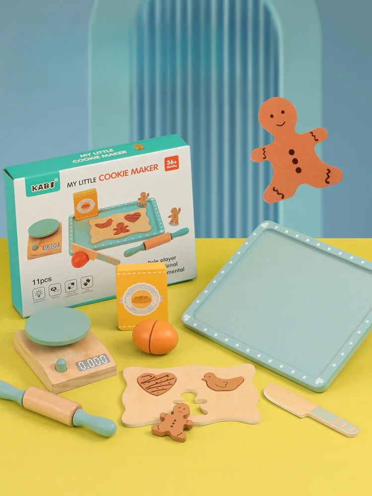 Children Play House Simulation Teapot Girl Tea Kitchen toys, wooden cake kindergarten birthday present