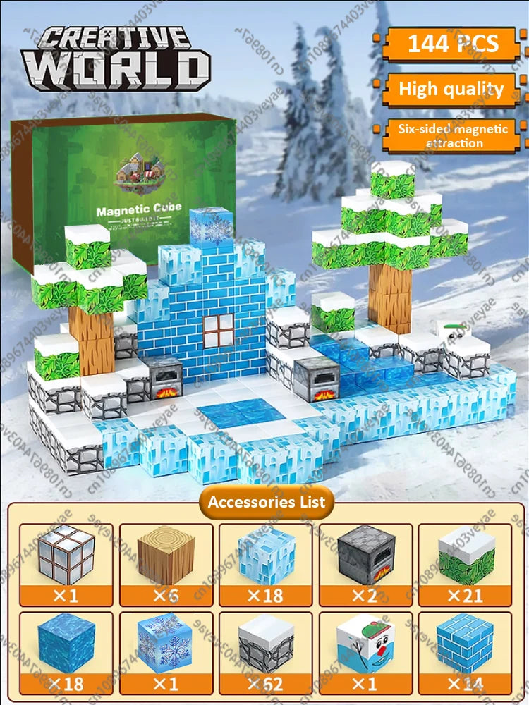 Magnetic Building Blocks Kid Toys Magnet Cube Set Mine World for Age 3+ Boys Girls DIY Model Children Magnets Toys Sensory Gifts