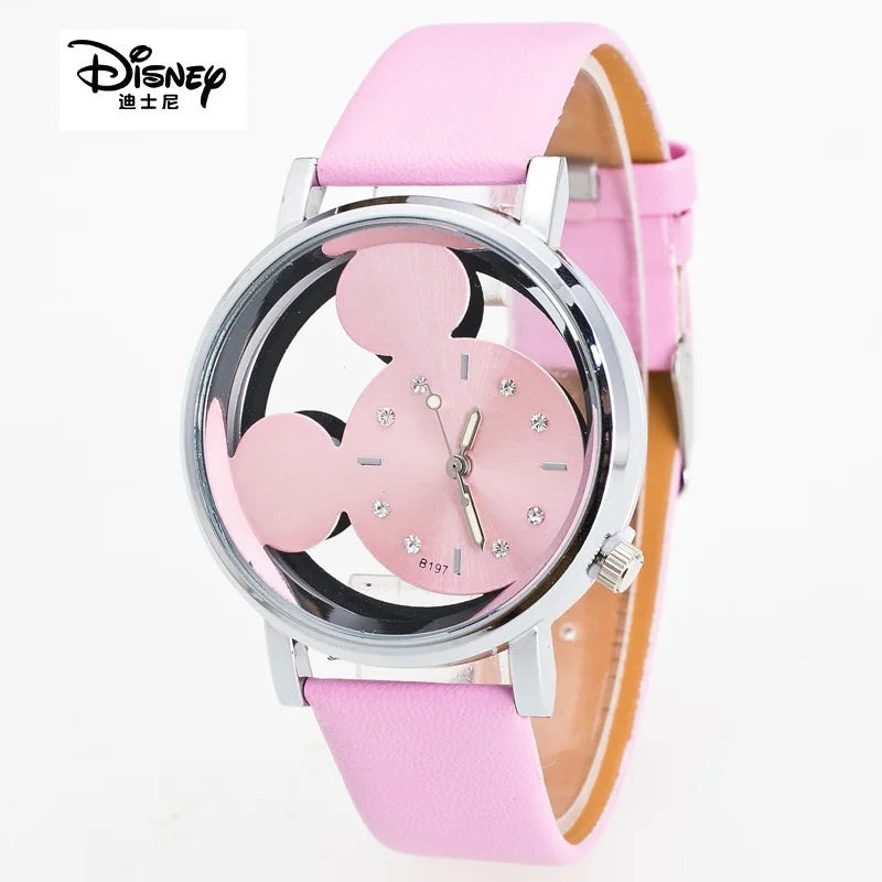 Disney Mickey Mouse Watches with double-sided hollow Children's Watch For Student Boys Girl birthday Party gifts Watch toys