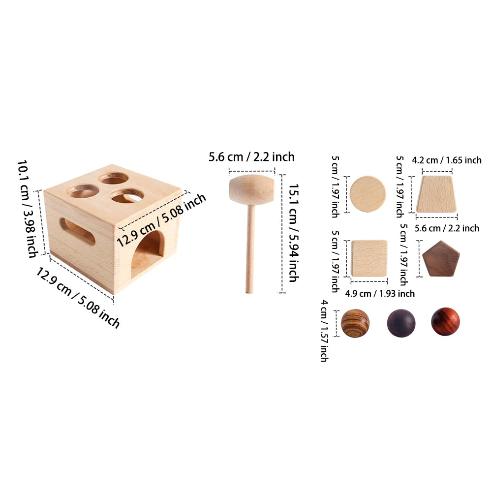 Children's Montessori Toys Wooden Building Blocks Shape Matching Toys Kids Educational Wooden Box Puzzle Toys Stacking Game