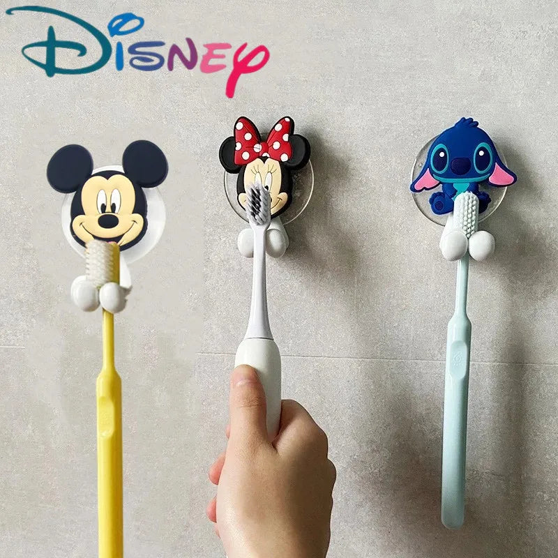 Disney  Stitch Anime Figure Mickey Mouse kids Toothbrush Holder Minnie Mouse Cartoon Wall Mounted Shelf Kitchen Bathroom Toys