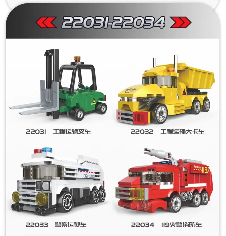 Racing Car Bus Engineering Vehicle Ambulance Pull Back Model Building Blocks Brick Toys Children Boys Compatible With Lego