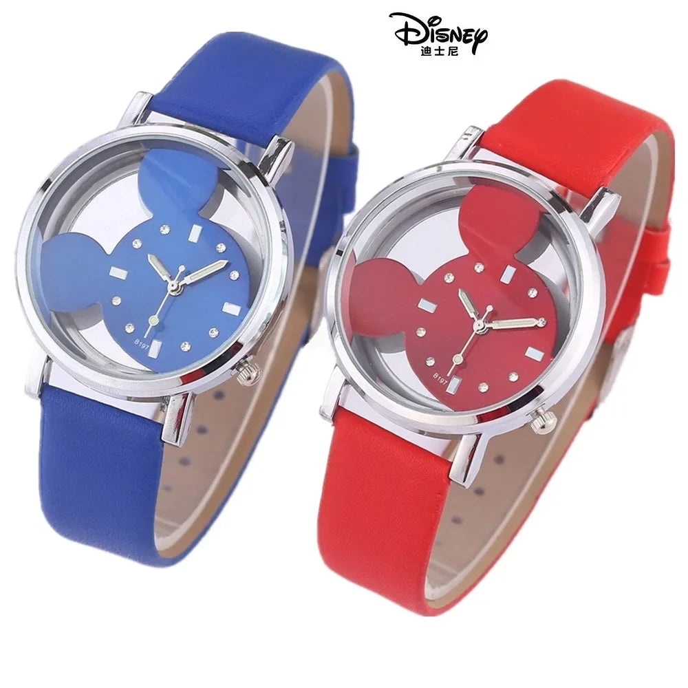Disney Mickey Mouse Watches with double-sided hollow Children's Watch For Student Boys Girl birthday Party gifts Watch toys