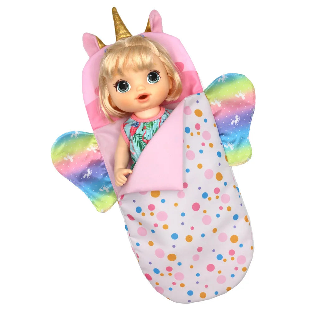 Doll Sleeping Bag for 43cm Dolls Lovely Unicorn Pillow 10-18inch Baby New Born Dolls Accessories American Girl's Birthday Gift