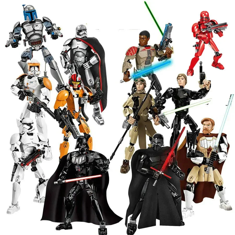 Space Wars Buildable Figure Stormtrooper Darth Vader Rey Kyle Ren Luke Skywalker Figure Toys Building Block Compatible With Lego