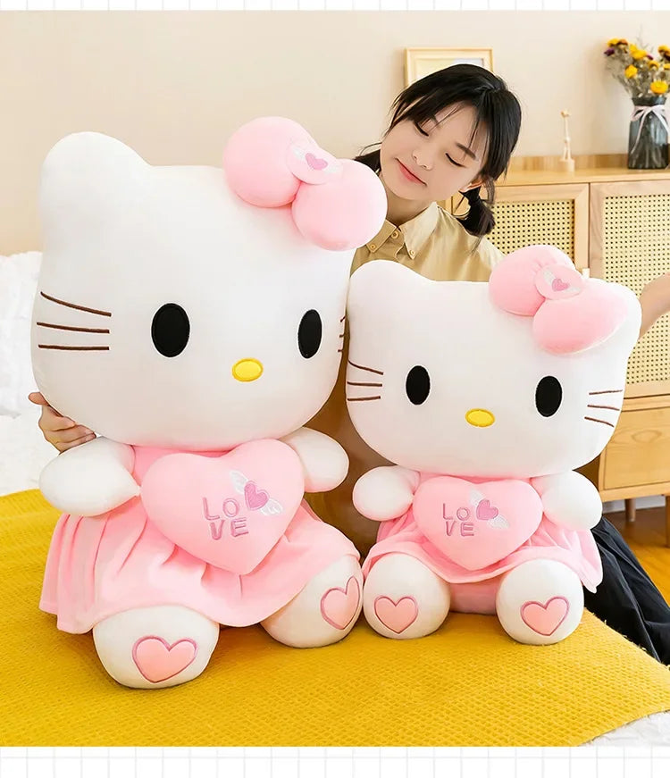 23cm Sanrio KT Cat Plush Toys Pillow Kawaii Anime KT Cat Plush Doll Soft Stuffed Cartoon Cute Pink Doll Birthday Gift For Girls