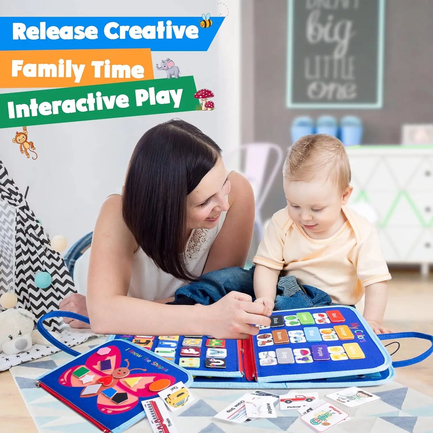 Montessori Toys Busy Board Toddler Sensory Activity Developing Board for Motor Skills， Educational Travel Activity Toys