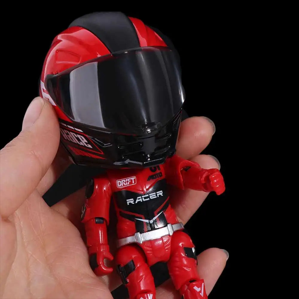 Deformation Helmet Simulated Motorcycle Rider Doll Movable Limbs Flexible Transform Motorcycle Toy Alloy Action Figure