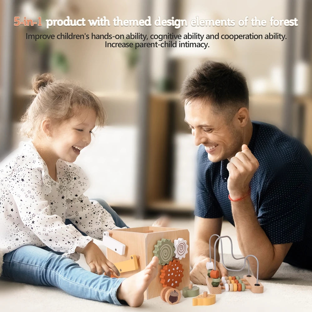 Children's Montessori Toys Wooden Building Blocks Shape Matching Toys Kids Educational Wooden Box Puzzle Toys Stacking Game