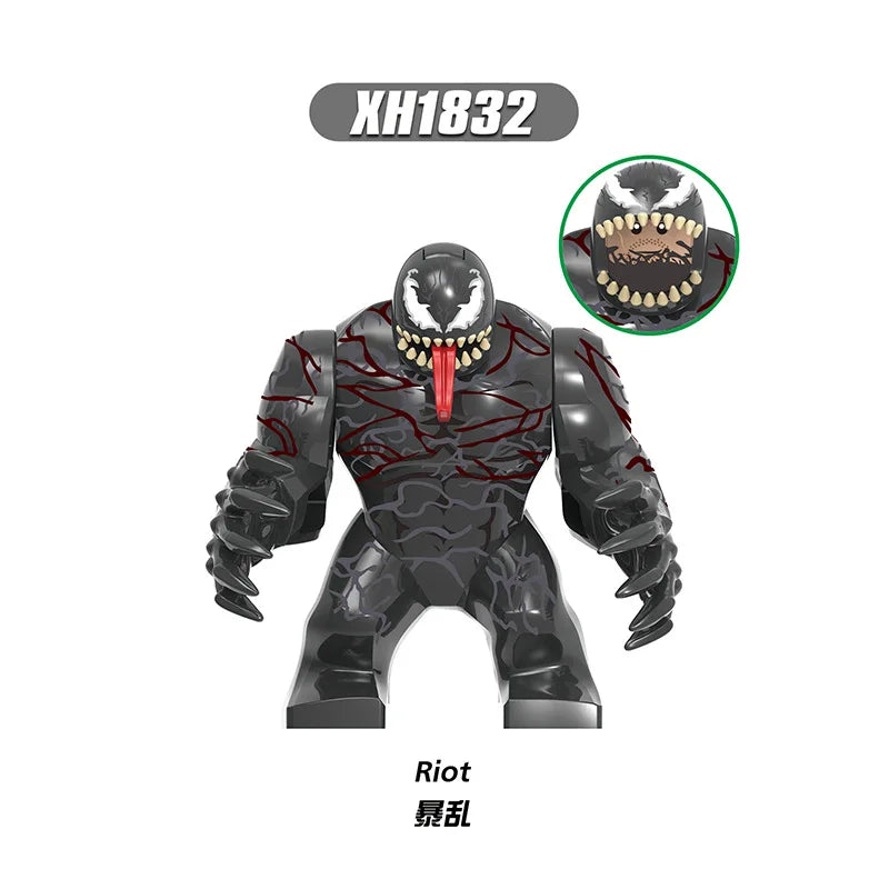 Marvel Superhero Anime Doll Building Blocks Venom Massacre Symbiosis, Spider Man Deadpool Wolverine Couple Gift Toy