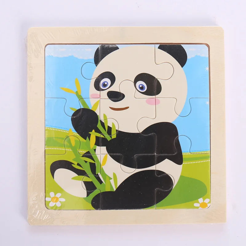 Child Animal Wooden Puzzle Montessori Cognitive Game Cartoon Traffic Tangram Educational Development Toy Baby Gift 2 3 years old
