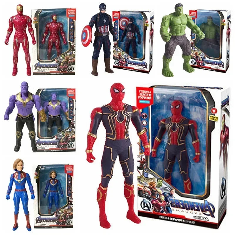 17Cm Children Toys Disney Anime Figures Spiderman Hulk Action Figure Iron Man Cartoon Kids Toy Christmas Gift Glow Doll Hobbies