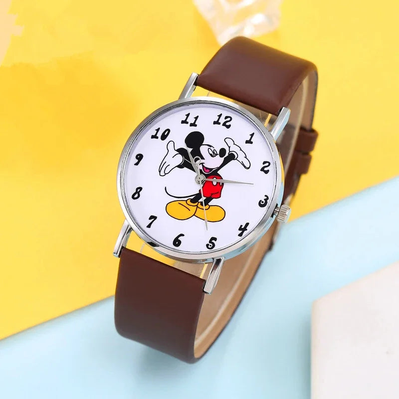 2024 Disney Mickey Mouse watch Minnie Mouse Anime Figure Children watch For Kids Boys Girls Cartoon watches Gifts Toys With Box