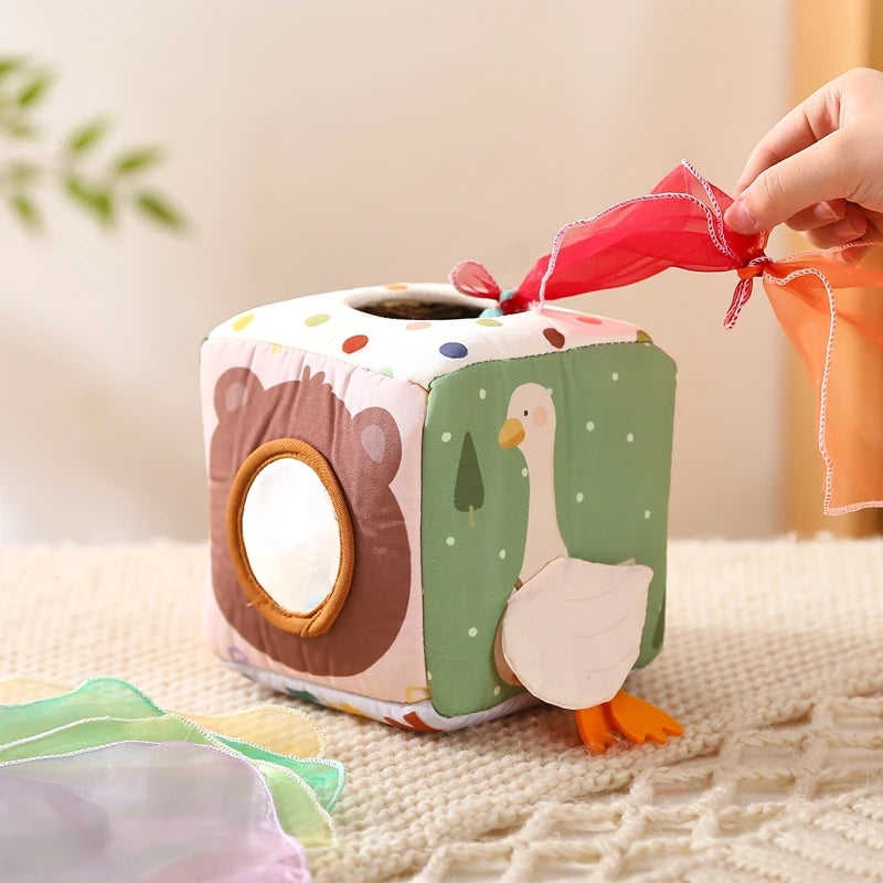 Montessori Toys Magic Cotton Animal Tissue Box Kids Finger Exercise Busy Board Toys Baby Educational Activity Sensory Game Gifts