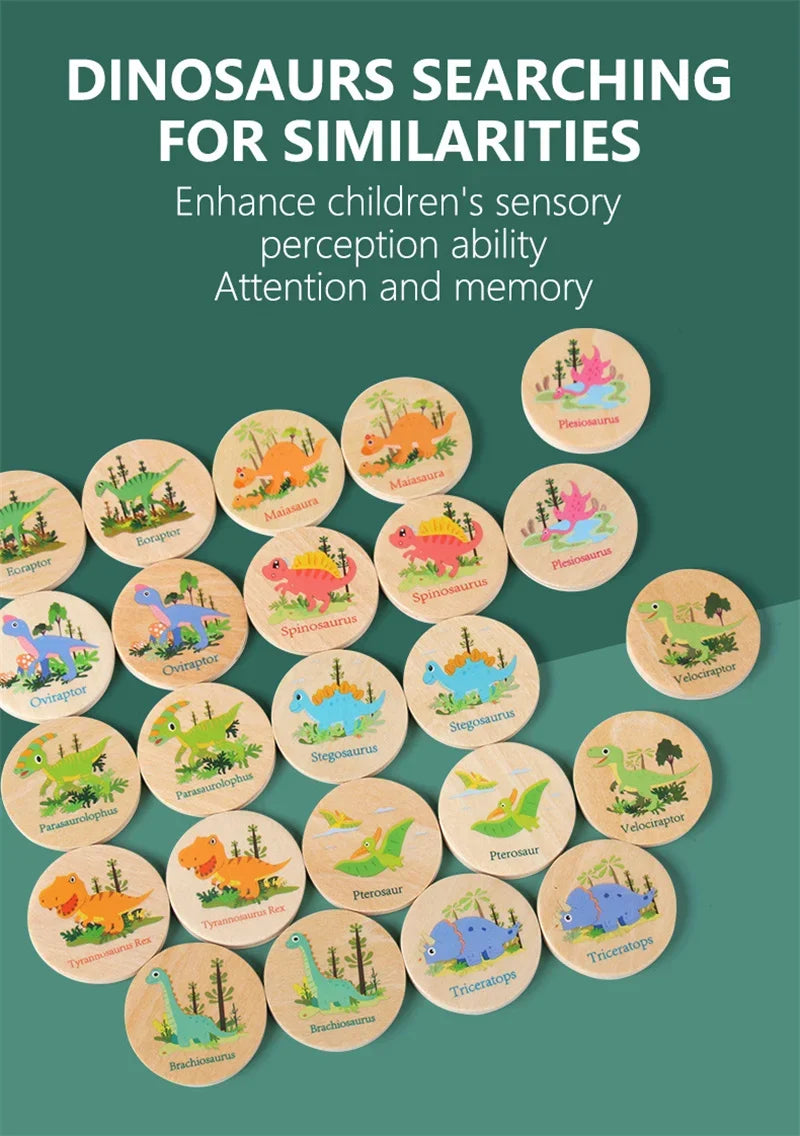 Memory Game Dinosaur Matching Toy Preschool Matching Board Game For Early Learning Development Wooden Games Summer Party Gift