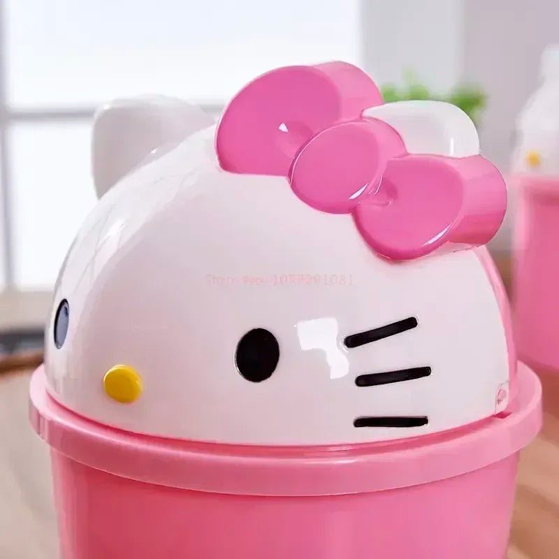 New Sanrio Hello Kitty Dustbin Trash Can Rubbish Bin Garbage Binsanrio Kawaii Trash Can Living Room Bedroom Toilet Paper Basket