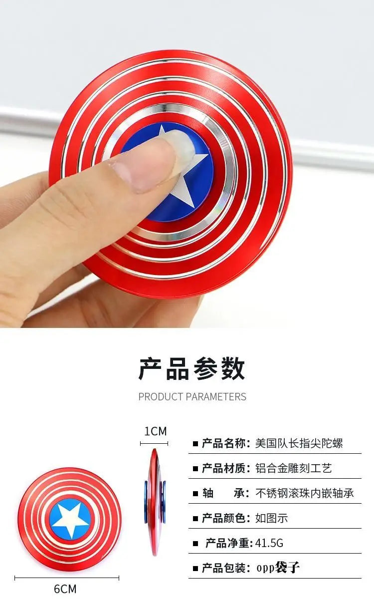 Marvel Spider-Man Captain America Metal Fidget Spinner Creative Personality Cool Decompression Fidget Spinner Children's Toy