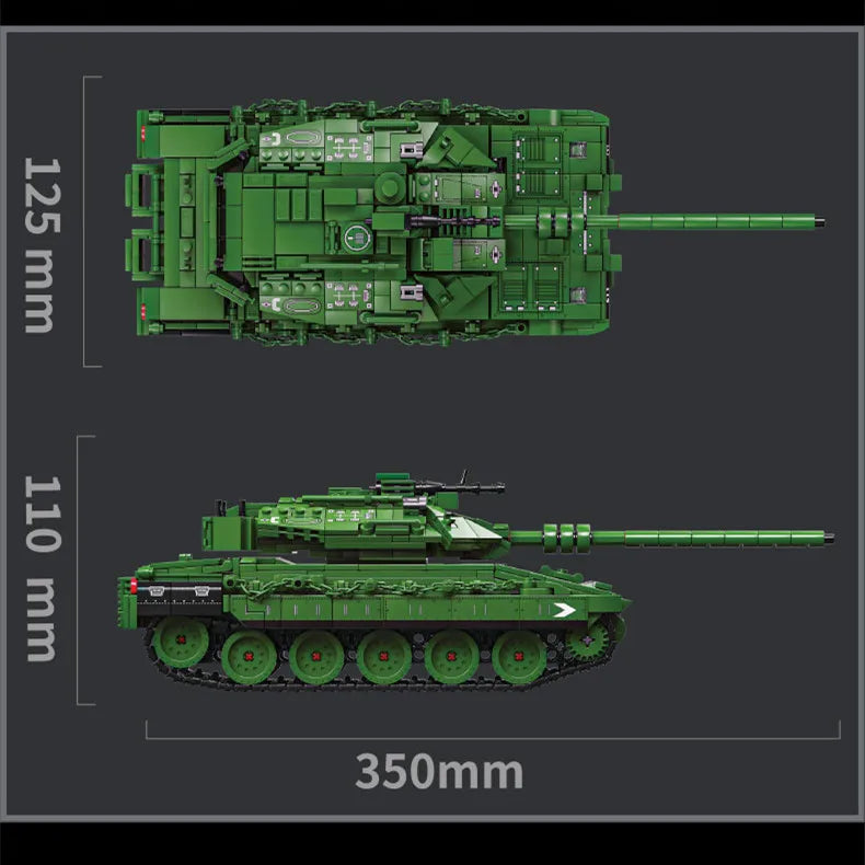 World War 2 WW2 Army Military Soldiers SWAT Leopard 2A7 Main Battle Tank Assemble Building Blocks Bricks Children's Toys Gift