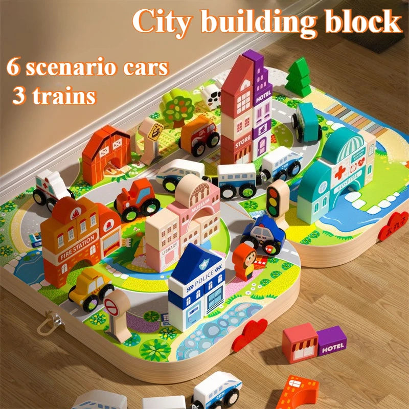 Kids Wooden Building Blocks Construction Building Sets City Building Blocks Stacking Blocks Educational Toys for Boys Girls