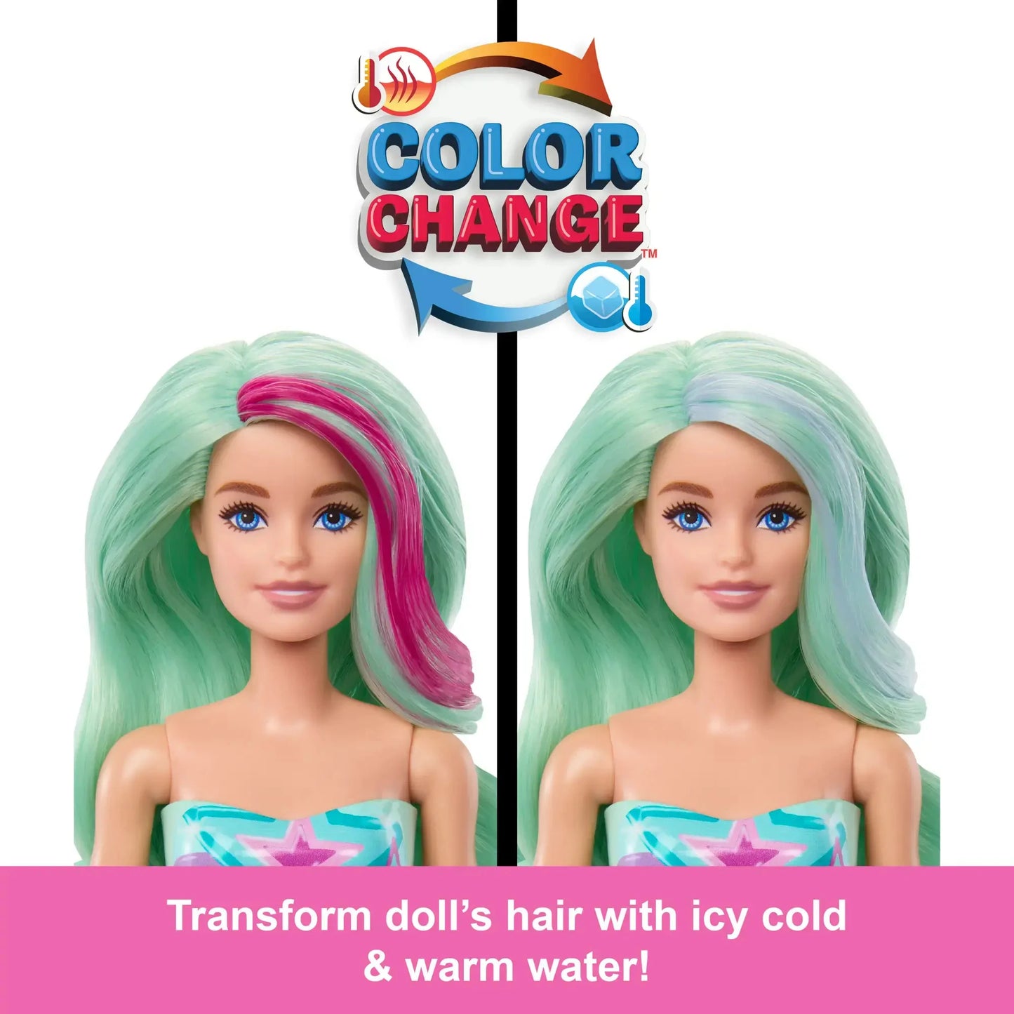 Mattel Barbie Color Reveal Mermaid Series 11.5 Inch Doll and Accessories with 6 Surprises, Color Change Hair, Gift for Kids