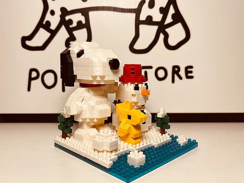 Snoopy Diamond Building Blocks Assembly Street View Model Character Scene Dog Mini Bricks Figure Toys For Christmas Gifts