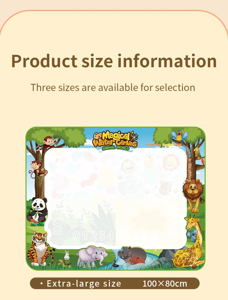 Magic Water Drawing Mat Extra Large Water Doodle Toy Set Painting Board Children Educational Toys Gift for Kids Multiple Size