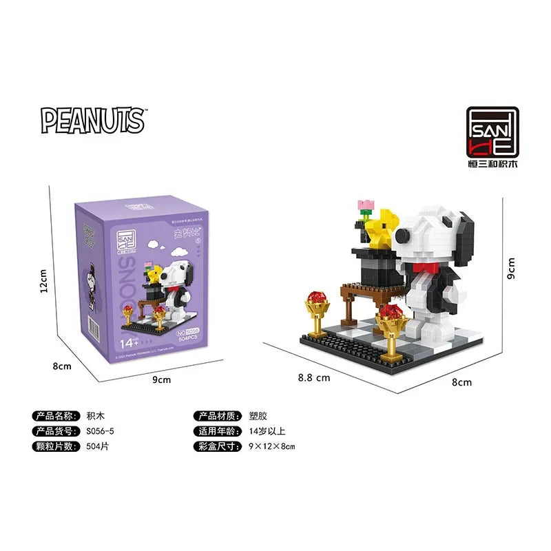 Snoopy Diamond Building Blocks Assembly Street View Model Character Scene Dog Mini Bricks Figure Toys For Christmas Gifts
