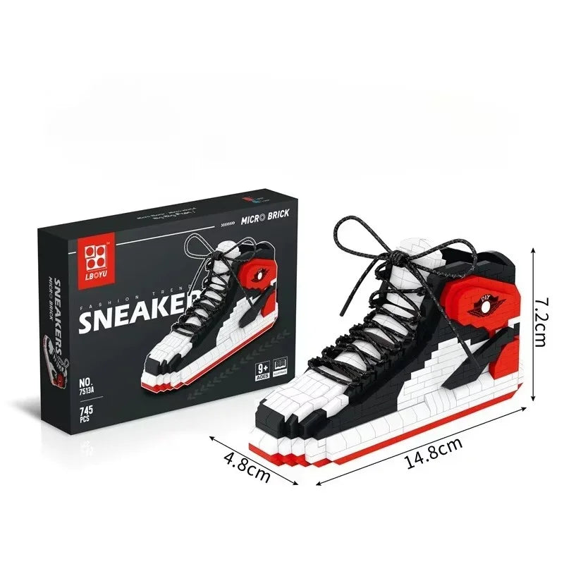 400Pcs Micro Building Block Trendy Shoe Model Youth Puzzle Assembly Toy Boys' Holiday Birthday Gift Compatible with LEGO