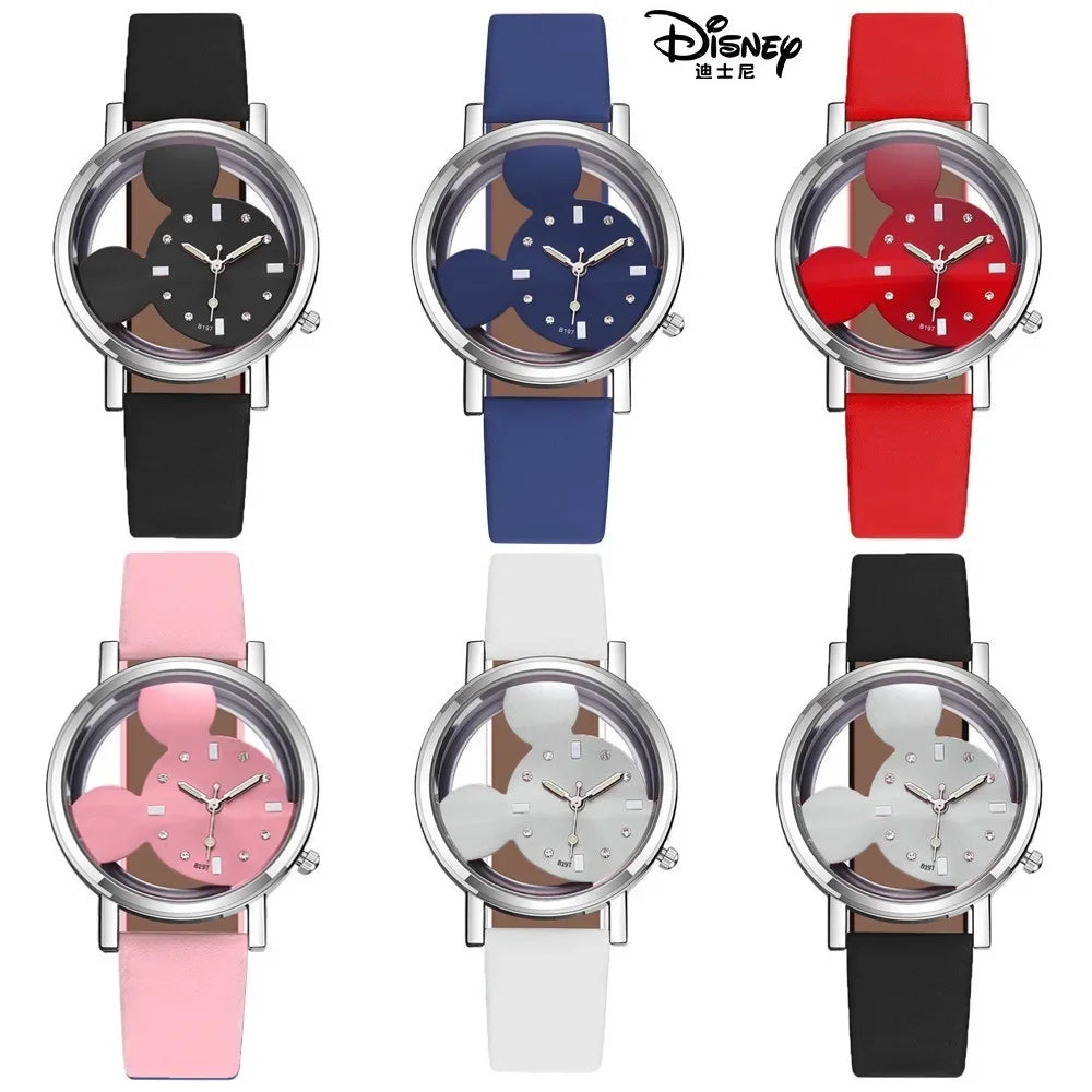 Disney Mickey Mouse Watches with double-sided hollow Children's Watch For Student Boys Girl birthday Party gifts Watch toys