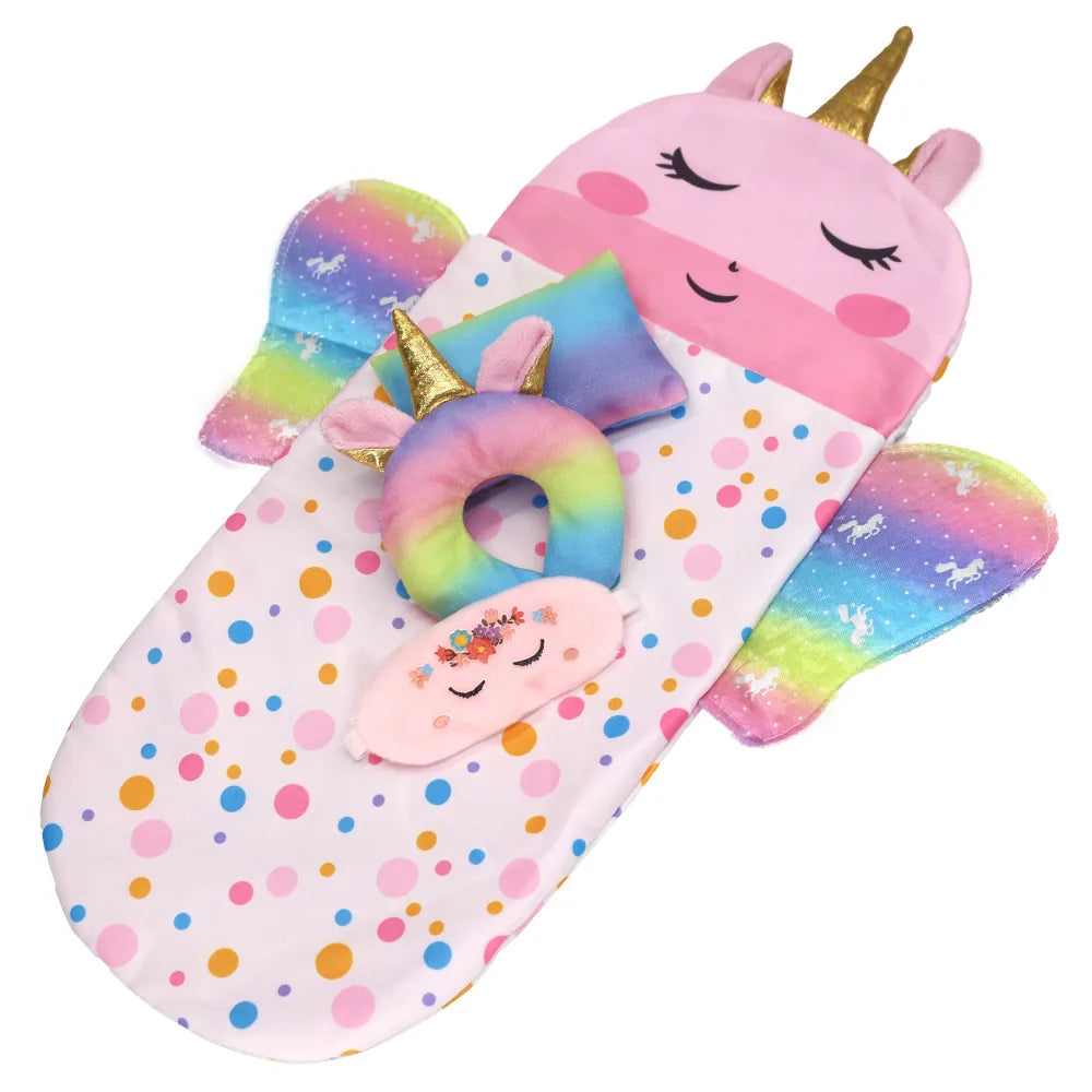Doll Sleeping Bag for 43cm Dolls Lovely Unicorn Pillow 10-18inch Baby New Born Dolls Accessories American Girl's Birthday Gift