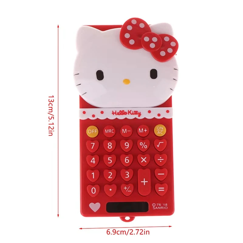 Hello Kitty Pocket Calculator Cute Electronic Push Back Design Portable Office Supplies Math Device Kawaii Student Children Gift