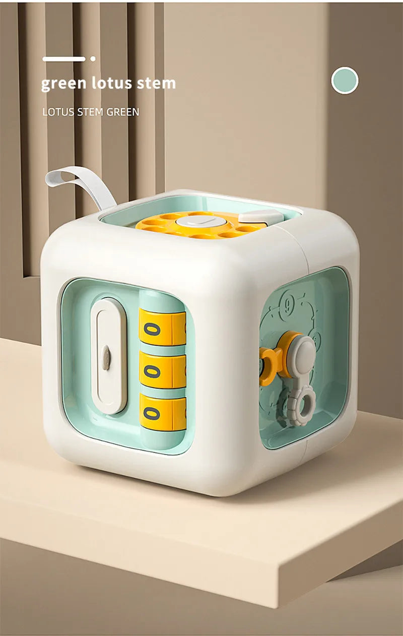 Montessori Activity Cube Baby Toys 6 in 1 Multipurpose Busy Cube Toddler Travel Toy Sensory Busy Board Educational Learning Toys