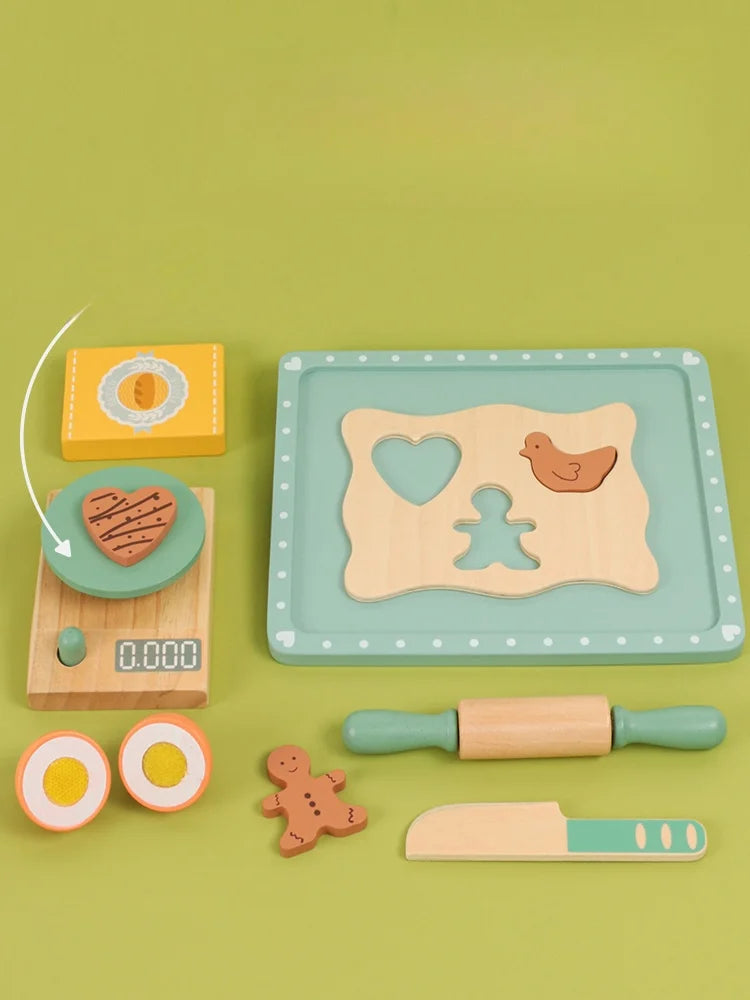 Children Play House Simulation Teapot Girl Tea Kitchen toys, wooden cake kindergarten birthday present