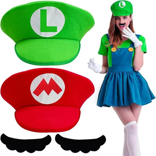 Super Mario Brothers Mario Child Hat and Mustache for Cosplay Costume