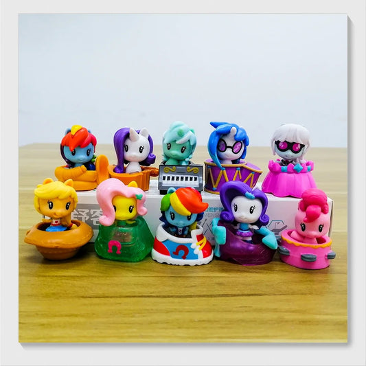 Hasbro My Little Pony Anime Figures Twilight Sparkle Fluttershy Pinkie Pie  Q-Version Doll Model Toy Ornaments Childern Gift