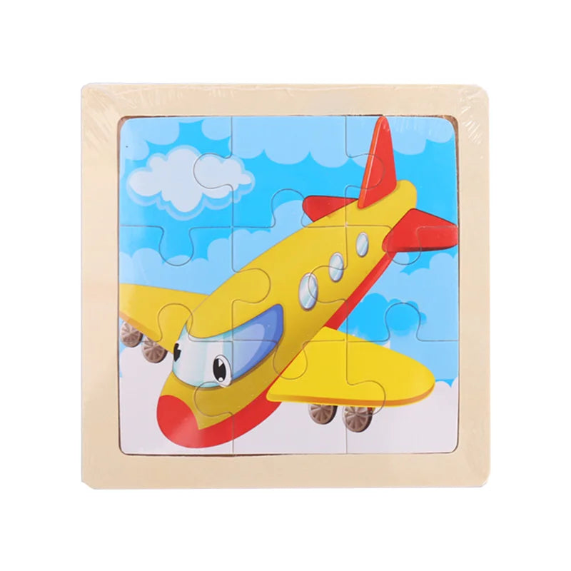 Child Animal Wooden Puzzle Montessori Cognitive Game Cartoon Traffic Tangram Educational Development Toy Baby Gift 2 3 years old